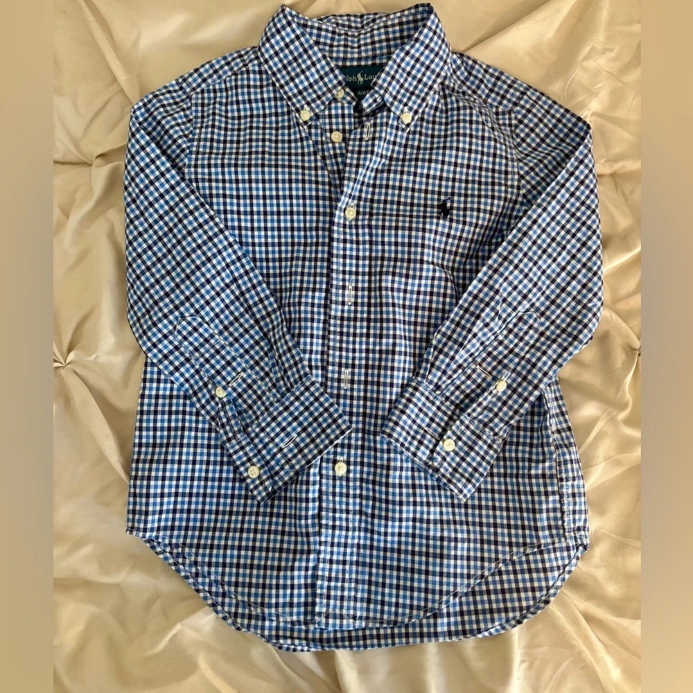 Polo Ralph Lauren Toddler Boy’s Navy Long Sleeve Button Down 4T - Picture 1 of 8